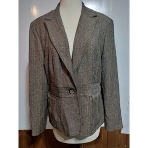 Signature by Larry Levine Brown Blazer Jacket woman size 14